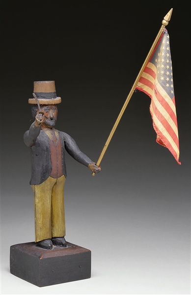 WONDERFUL FOLK ART CARVING OF A PATRIOT BY CHAS. F. CHIDSEY, JR. 1894                                                                                                                                   