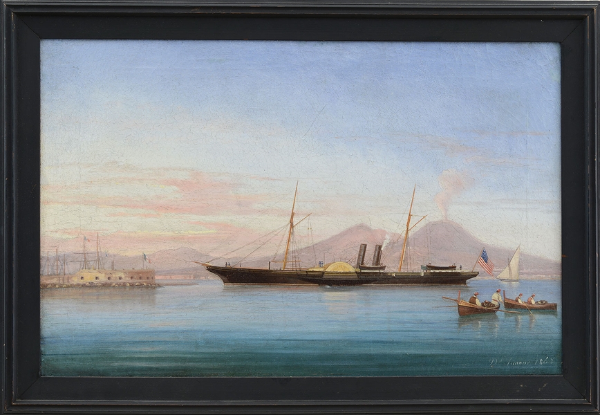 TOMASO DE SIMONE (ITALIAN, 1805-1888) AMERICAN STEAMSHIP IN THE BAY OF NAPLES                                                                                                                           