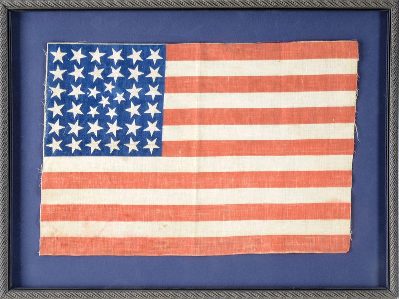 FINE 38 STAR AMERICAN PARADE FLAG WITH UNUSUAL STAR ARRANGEMENT                                                                                                                                         