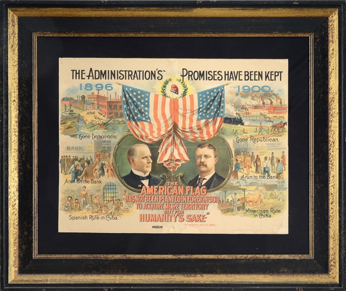 2 GRAPHIC AND COLORFUL POLITICAL POSTERS FOR THE 1900 CAMPAIGN OF WILLIAM MCKINLEY AND TEDDY ROOSEVELT                                                                                                  