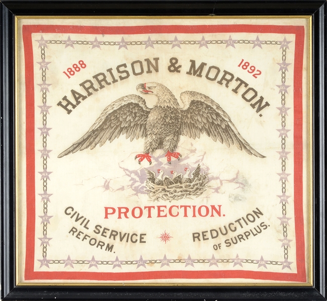 GROUPING OF 3 1888 PRESIDENTIAL CAMPAIGN ITEMS OF BENJAMIN HARRISON AND LEVI MORTON                                                                                                                     