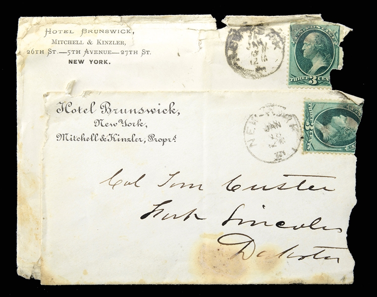 2 ENVELOPED ADDRESSED TO TOM CUSTER FROM GA CUSTER                                                                                                                                                      