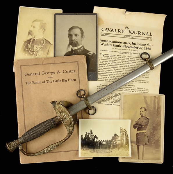 FABULOUS ARCHIVE OF GENERAL EDWARD GODFREY INCLUDING REGULATION INDIAN WAR ERA SPRINGFIELD ARMORY STAFF AND FIELD OFFICERS SWORD AND UNPUBLISHED PHOTOGRAPHS OF GODFREY                                 