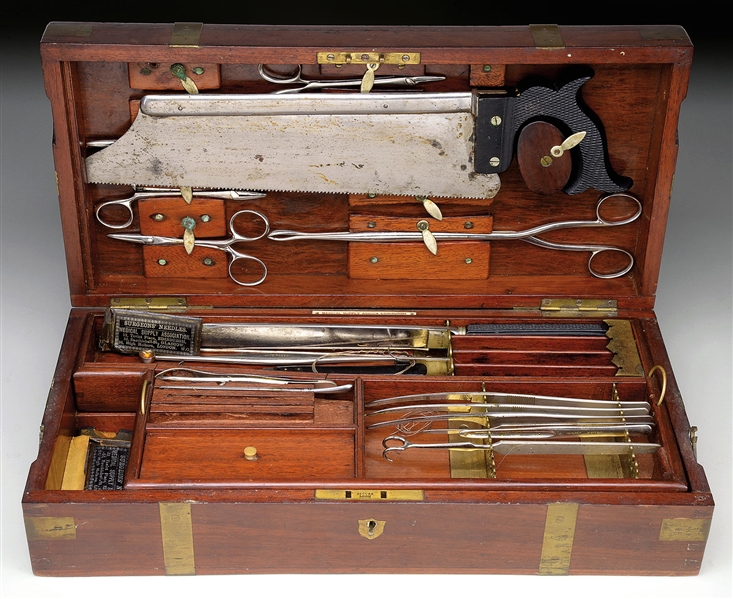 CASED ENGLISH FIELD SURGICAL AND AMPUTATION SET                                                                                                                                                         