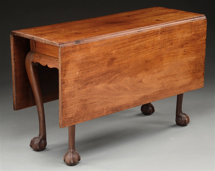 WALNUT CHIPPENDALE DROP LEAF TABLE.                                                                                                                                                                     