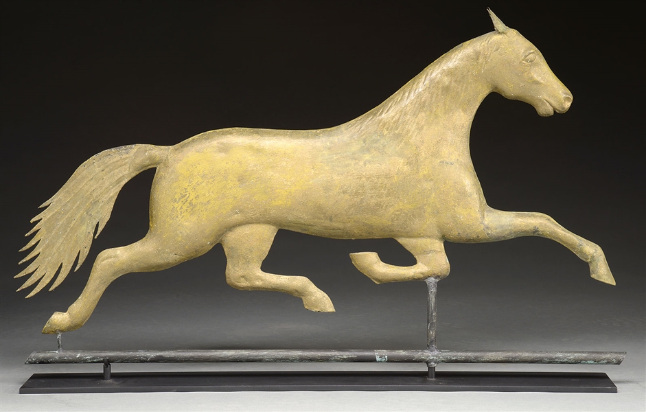 LARGE ZINC AND COPPER RUNNING HORSE WEATHERVANE ATTRIBUTED TO A.L. JEWELL.                                                                                                                              