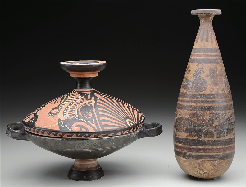 TWO POTTERY ANTIQUITY ITEMS.                                                                                                                                                                            