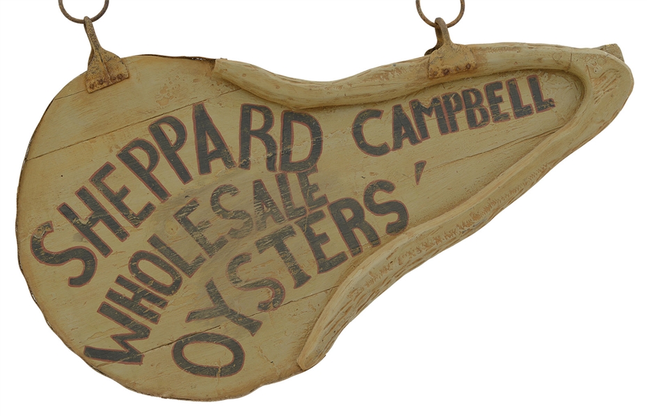 OYSTER TRADE SIGN "SHEPPARD CAMPBELL WHOLESALE OYSTERS".                                                                                                                                              