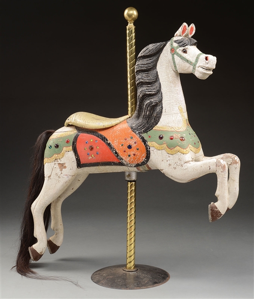 CAROUSEL FIGURE, JEWELED HORSE BY BARK                                                                                                                                                                  