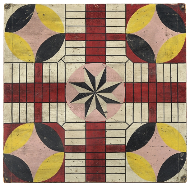 DOUBLED SIDED PARCHEESI & CHECKERS GAMEBOARD.                                                                                                                                                           