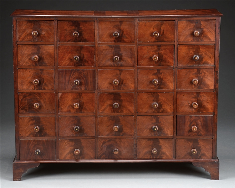 WALNUT CHEST OF APOTHECARY DRAWERS.                                                                                                                                                                     