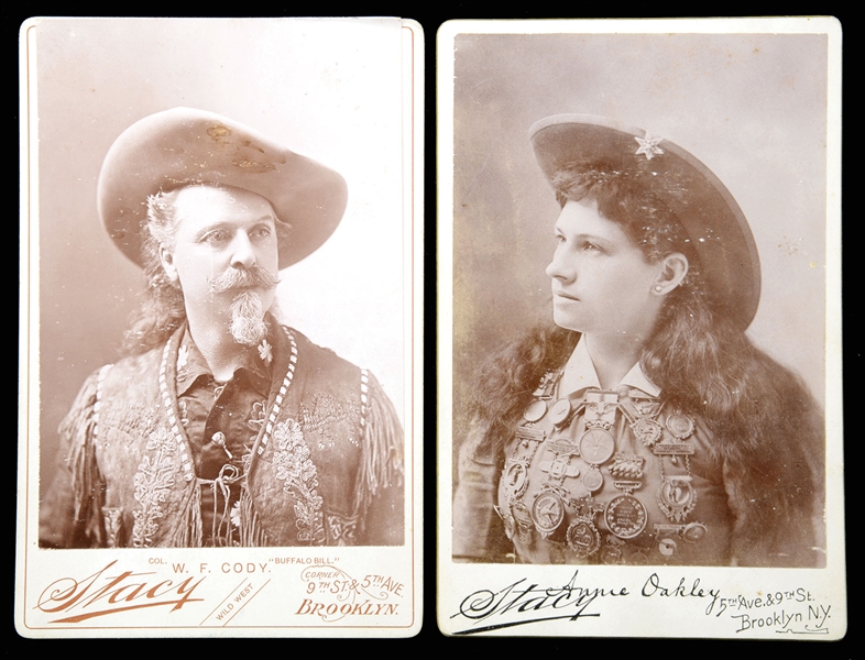 PAIR OF CABINET CARDS OF BUFFALO BILL AND ANNIE OAKLEY                                                                                                                                                  