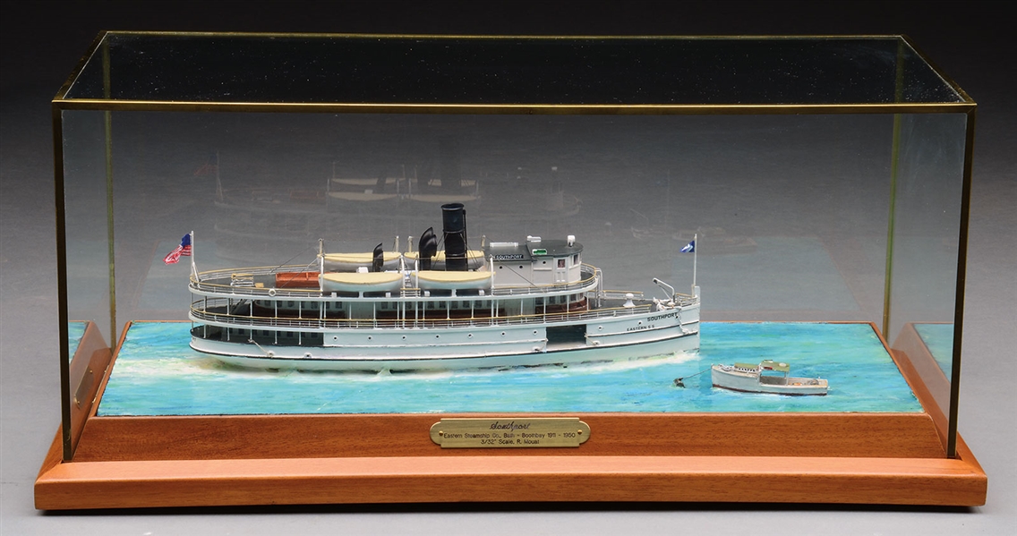 WATERLINE DIORAMA OF THE COASTAL STEAMER "SOUTHPORT" BY ROBERT H. MOUAT.                                                                                                                                