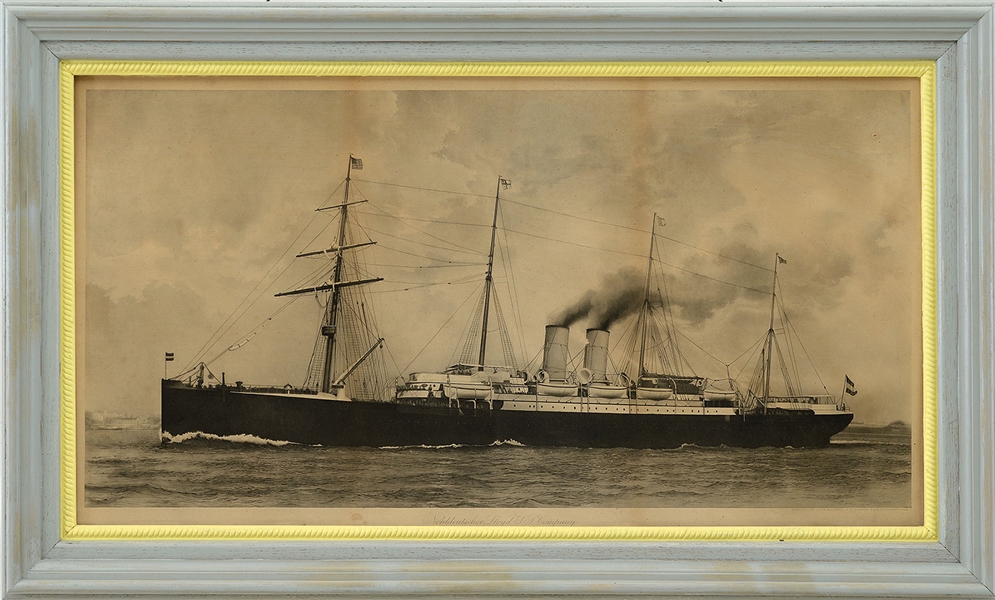 ENGRAVING OF A STEAMSHIP BY JOHN A LOWELL & COMPANY, BOSTON 1889.                                                                                                                                       