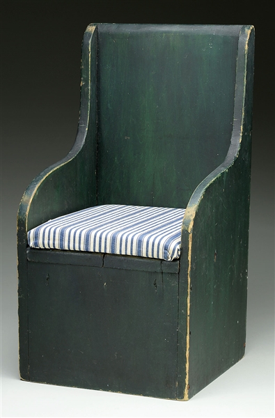 RARE EARLY PAINTED CHILDS SETTLE CHAIR.                                                                                                                                                               