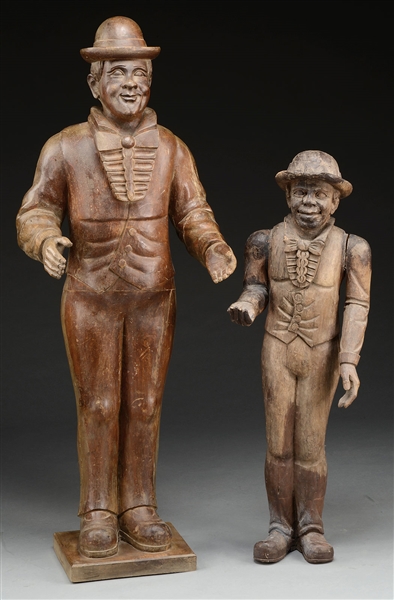 TWO CARVED DANDY FIGURES.                                                                                                                                                                               
