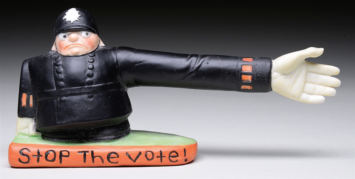 PORCELAIN "STOP THE VOTE!" POLICEMAN CARICATURE                                                                                                                                                         