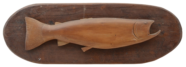 CARVED WOODEN TROUT PLAQUE                                                                                                                                                                              