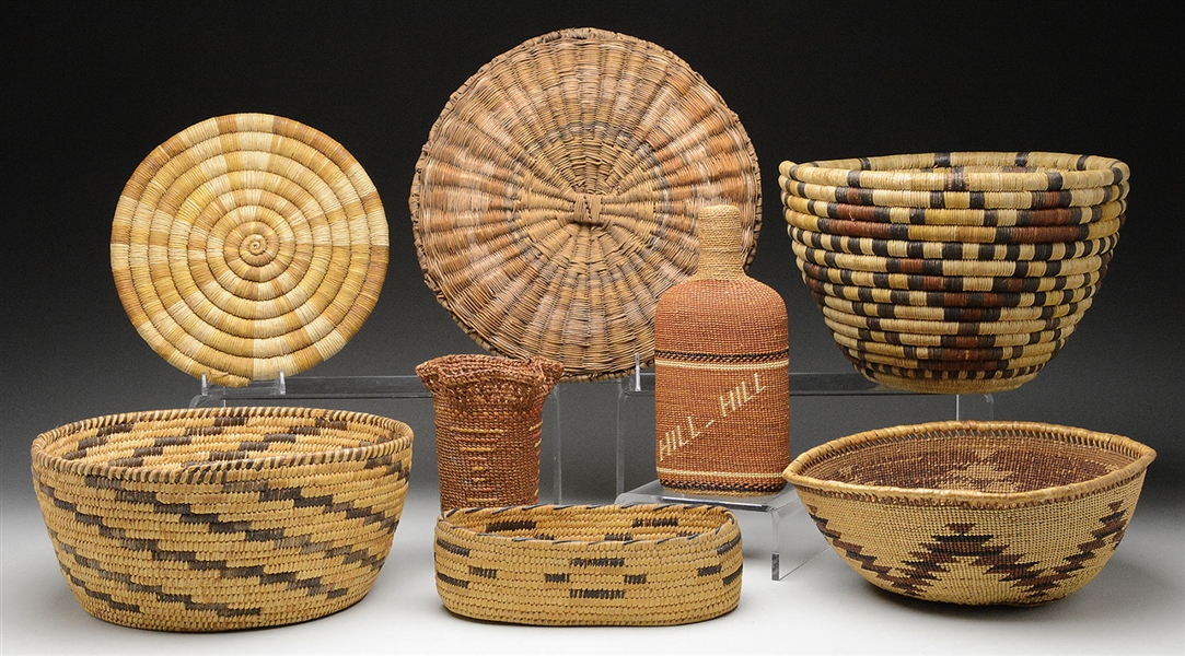 LOT OF 8 NATIVE AMERICAN BASKETS                                                                                                                                                                        