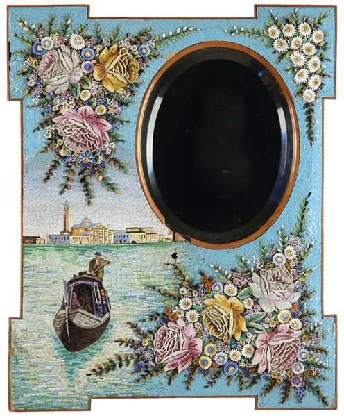 OUTSTANDING LARGE MICRO-MOSAIC FRAMED MIRROR.                                                                                                                                                           