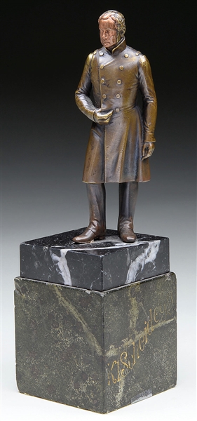 SMALL BRONZE OF A MILITARY OFFICER.                                                                                                                                                                     
