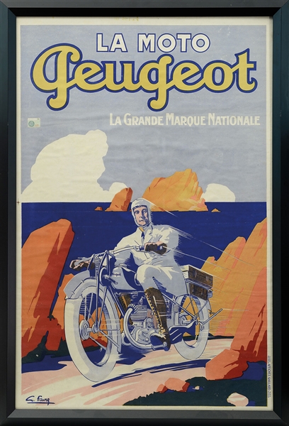 A PEUGEOT MOTORCYCLE POSTER, LA GRANDE MARQUE NATIONALE BY G. FAVRE.                                                                                                                                    