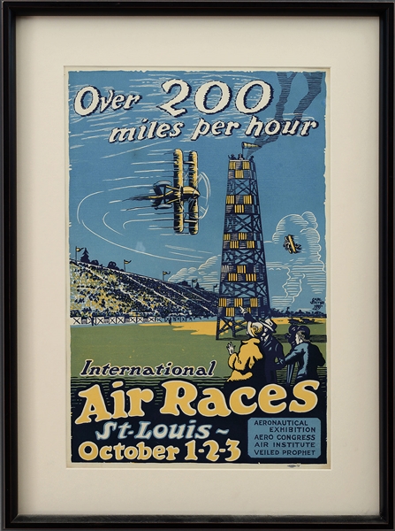 TWO MOTORCYCLE POSTERS AND AIR RACE POSTER.                                                                                                                                                             