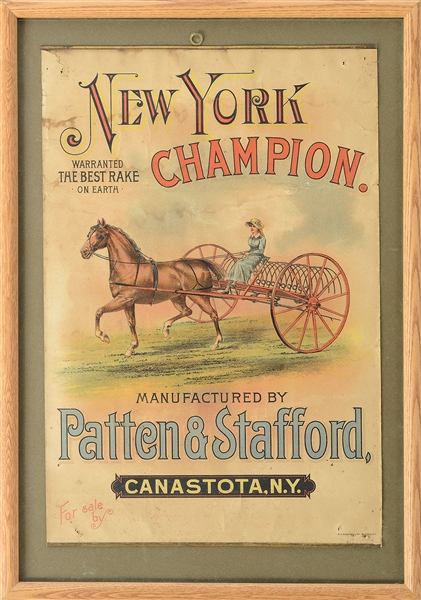 CIRCA 1870 NEW YORK STATE CHAMPION ADVERITSING BROADSIDE                                                                                                                                                
