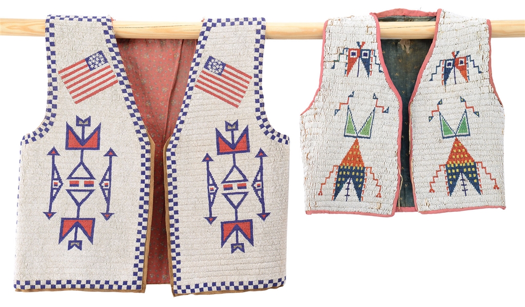 TWO SIOUX BEADED VESTS                                                                                                                                                                                  
