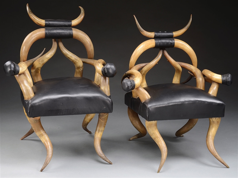 19TH CENTURY PAIR OF HORN CHAIRS.                                                                                                                                                                       