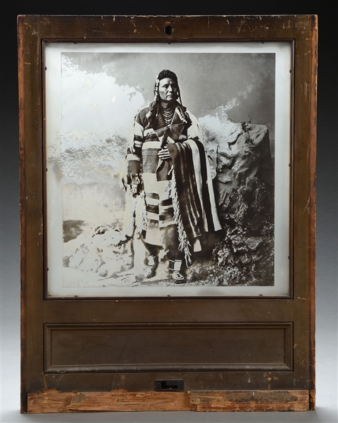 LARGE PHOTOGRAPHIC IMAGE OF THE FAMOUS CHIEF JOSEPH OF THE NEZ PERCE INDIANS.                                                                                                                           