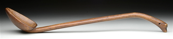 NORTHEASTERN AMERICAN INDIAN CARVED WOODEN SPOON WITH "BEAR HEAD" EFFIGY                                                                                                                                
