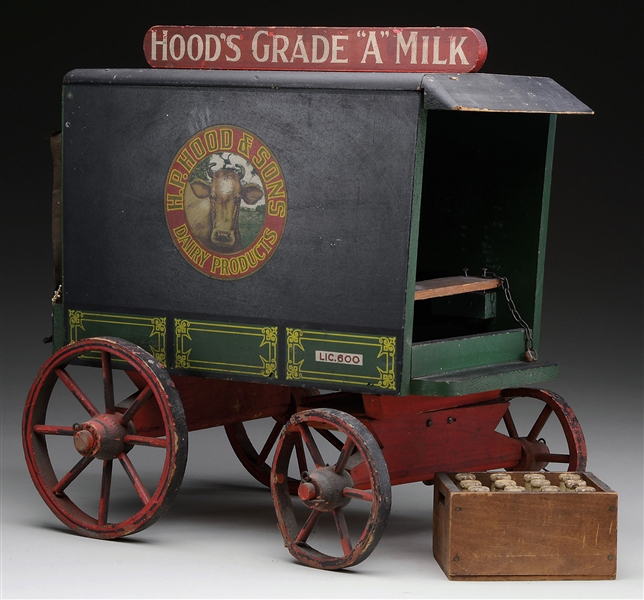 RARE MERCHANT DISPLAY MODEL OF A H P HOODS MILK DELIVERY WAGON.                                                                                                                                         