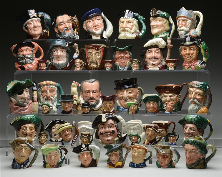LOT OF 50 SMALL AND MINIATURE TOBY MUGS.                                                                                                                                                                