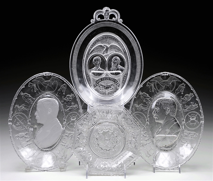 FOUR PIECES OF 19TH CENTURY CLEAR PATTERN GLASS                                                                                                                                                         