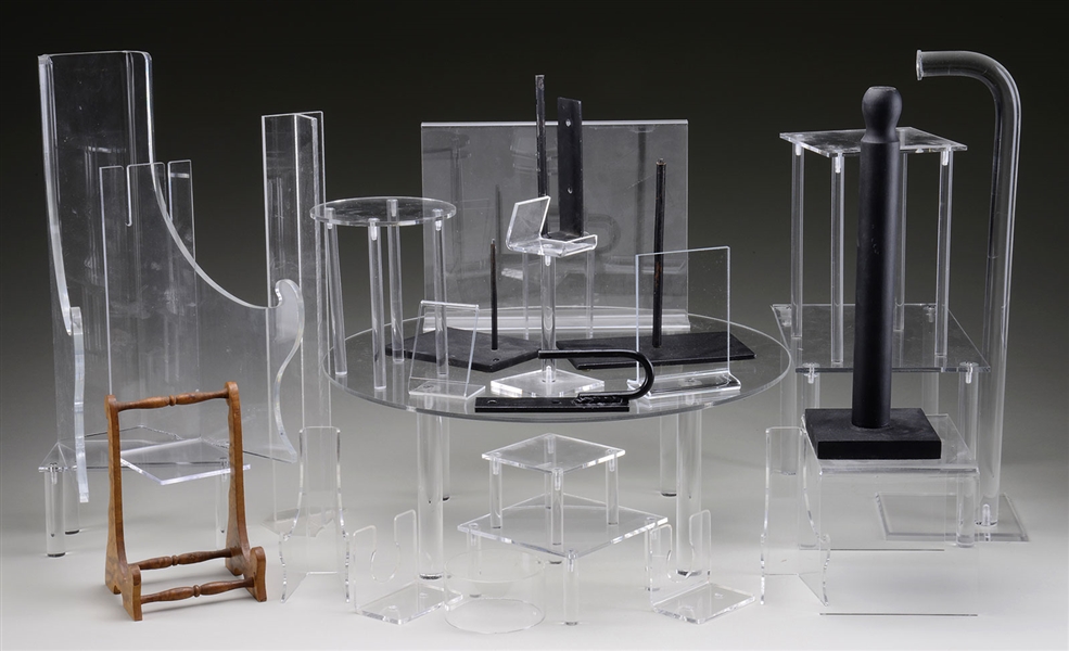 LARGE GROUP OF LUCITE STAND & OTHER DISPLAY MATERIAL.                                                                                                                                                   