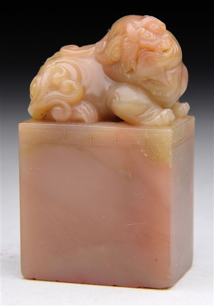 SOAPSTONE SEAL CARVED W/ "DAI XIONG" TIAN HUANG                                                                                                                                                         