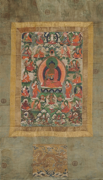 THANGKA WITH BUDDHA SHAKYAMUNI.                                                                                                                                                                         