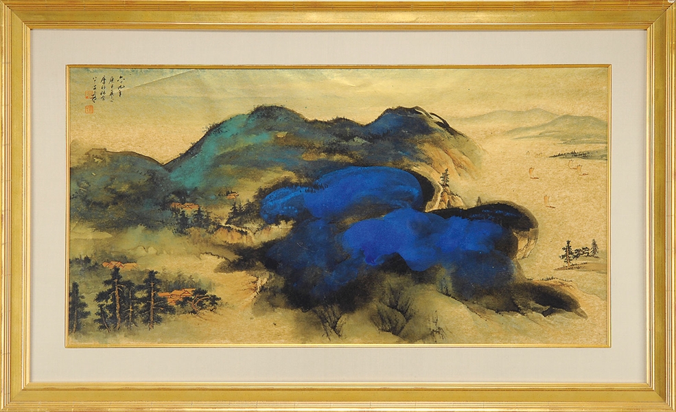 ATTRIBUTED TO ZHANG DAQIAN (CHINESE, 1899-1983) CONTEMPLATING UPON SUMMER MOUNTAINS.                                                                                                                    