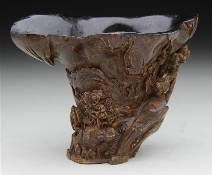 RARE ALOEWOOD CARVED LIBATION CUP.                                                                                                                                                                      