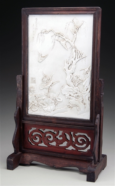 STYLE OF WANG BINGRONG (CHINESE, 1840-1900) SOFT PASTE PORCELAIN PANEL.                                                                                                                                 