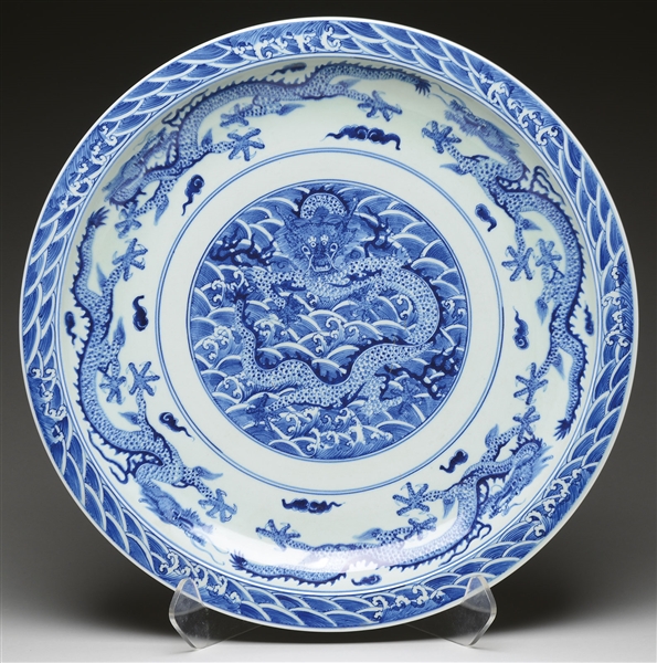 LARGE BLUE AND WHITE CHARGER CHINA                                                                                                                                                                      