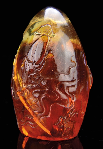 SMALL AMBER CARVED SEAL.                                                                                                                                                                                