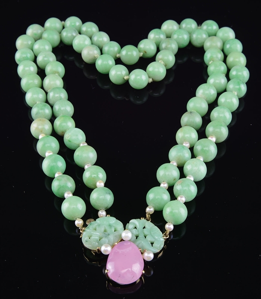 JADE NECKLACE ******WITH CERTIFICATE******PINK SMITHSONITE                                                                                                                                              