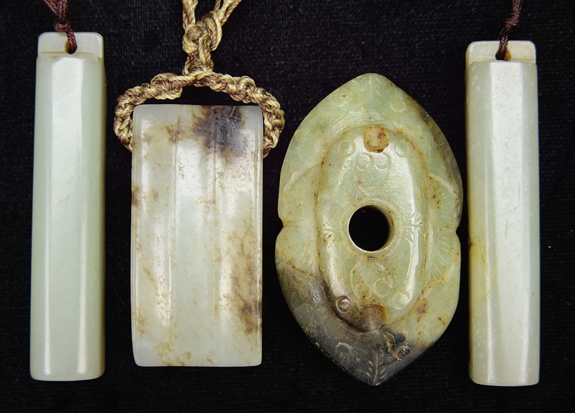 GROUP OF FOUR JADE OBJECTS                                                                                                                                                                              