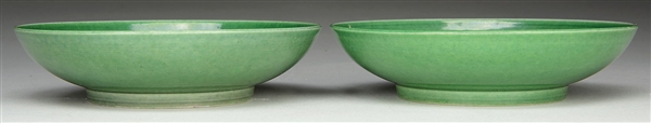 PAIR OF GREEN SAUCERS                                                                                                                                                                                   