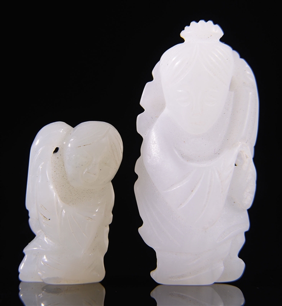 TWO SMALL WHITE JADE FIGURES.                                                                                                                                                                           
