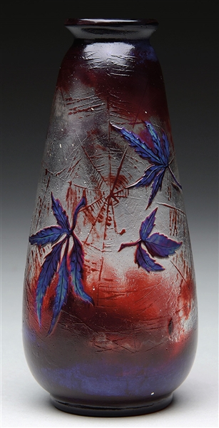 GALLE SPIDER WEB CAMEO VASE.                                                                                                                                                                            