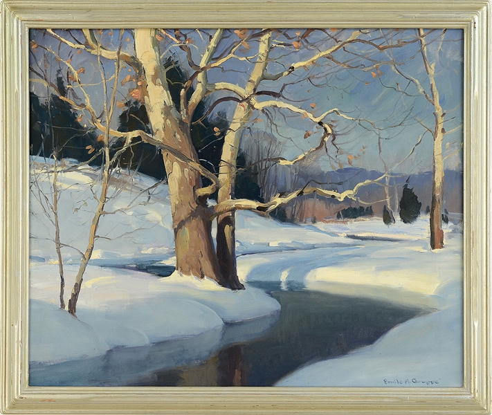 EMILE ALBERT GRUPPE (AMERICAN, 1896-1978) SHADOWED SNOWBANK STREAM                                                                                                                                      