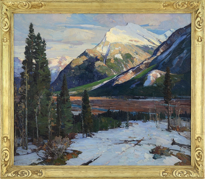 ALDRO THOMPSON HIBBARD (AMERICAN, 1886-1972) "CANADIAN ROCKIES"                                                                                                                                         